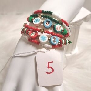 Cb3-5 CHRISTMAS STACKING 6 BRACELET SET charm adjustable